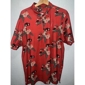 Hoolie Golf Polo Men’s L Shirt Red Bald Eagle Made In USA Hawaiian Tropical